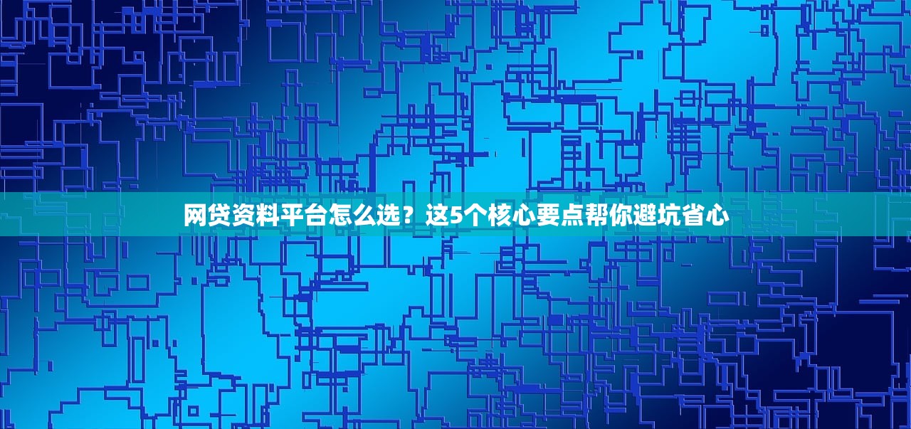 网贷资料平台怎么选？这5个核心要点帮你避坑省心