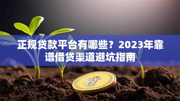 正规贷款平台有哪些？2023年靠谱借贷渠道避坑指南