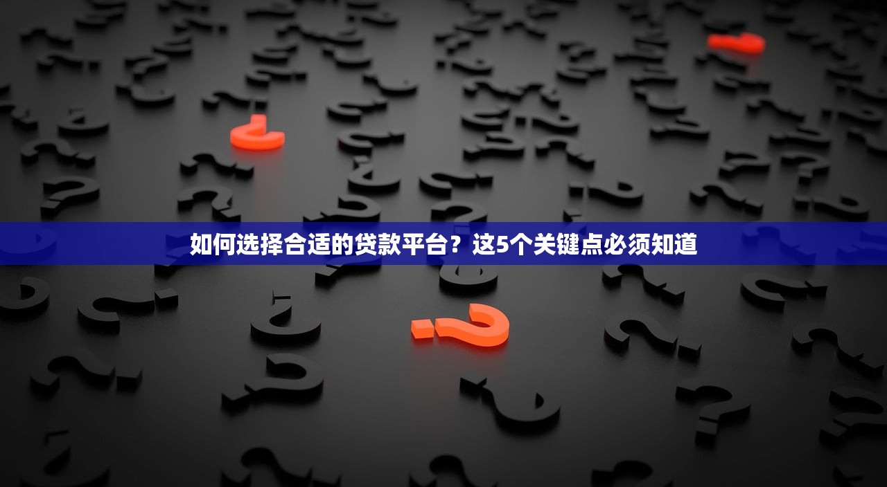 如何选择合适的贷款平台？这5个关键点必须知道