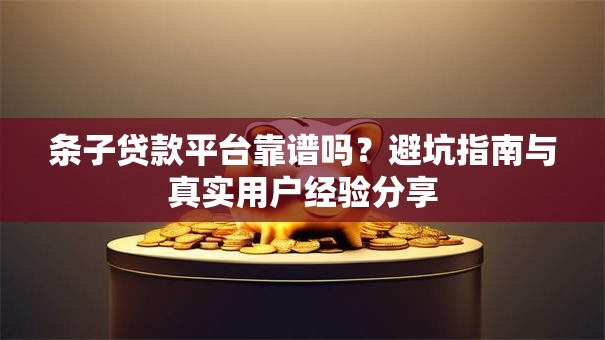 条子贷款平台靠谱吗？避坑指南与真实用户经验分享