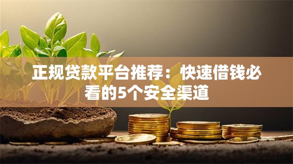 正规贷款平台推荐：快速借钱必看的5个安全渠道