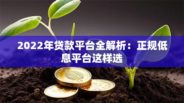 2022年贷款平台全解析：正规低息平台这样选