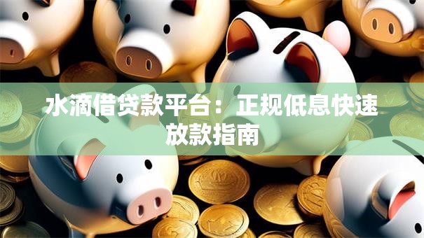 水滴借贷款平台：正规低息快速放款指南