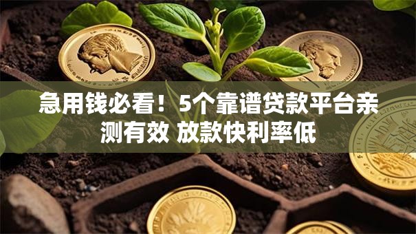 急用钱必看！5个靠谱贷款平台亲测有效 放款快利率低