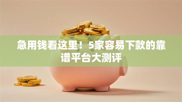 急用钱看这里！5家容易下款的靠谱平台大测评