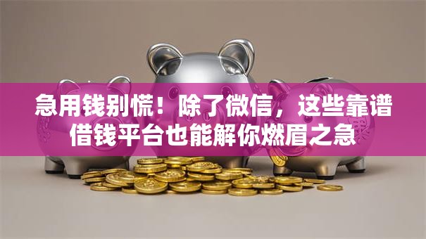 急用钱别慌！除了微信，这些靠谱借钱平台也能解你燃眉之急
