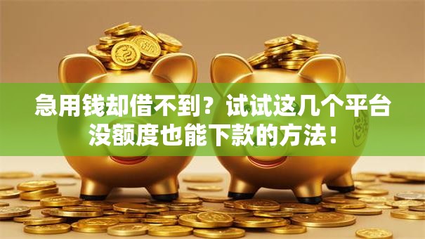 急用钱却借不到？试试这几个平台没额度也能下款的方法！