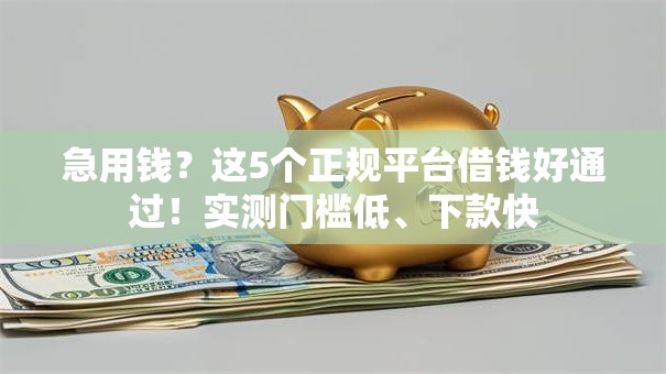 急用钱？这5个正规平台借钱好通过！实测门槛低、下款快