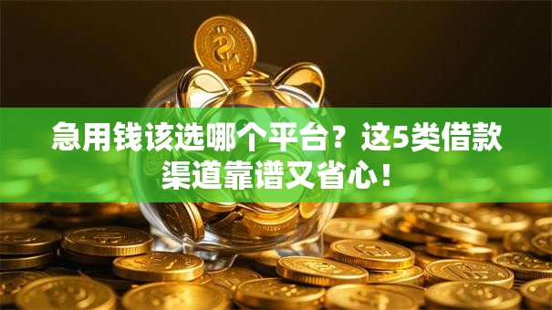 急用钱该选哪个平台？这5类借款渠道靠谱又省心！