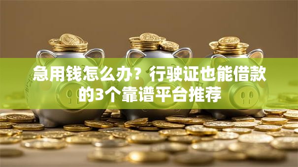 急用钱怎么办？行驶证也能借款的3个靠谱平台推荐