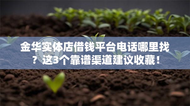 金华实体店借钱平台电话哪里找？这3个靠谱渠道建议收藏！