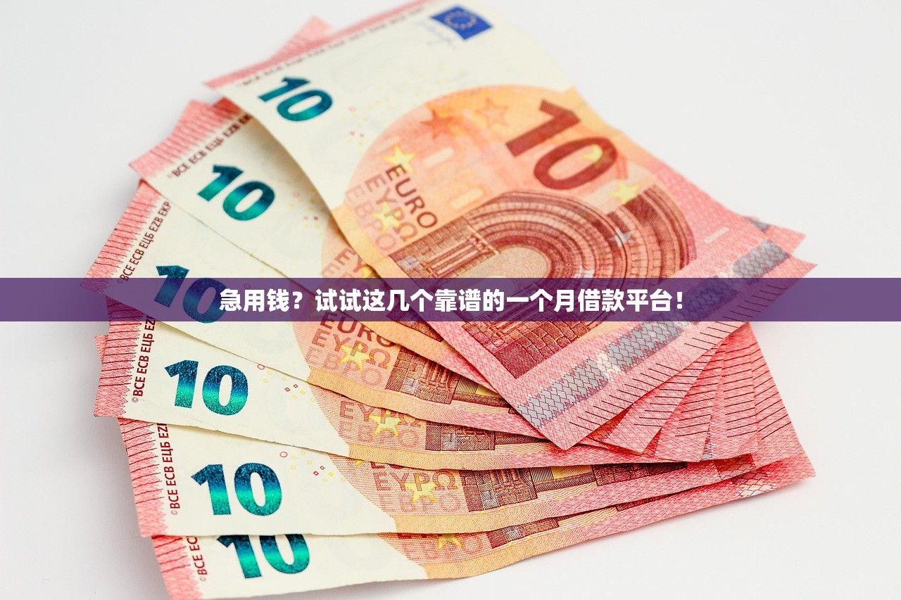 急用钱？试试这几个靠谱的一个月借款平台！