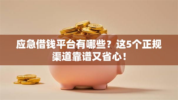 应急借钱平台有哪些？这5个正规渠道靠谱又省心！