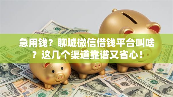 急用钱？聊城微信借钱平台叫啥？这几个渠道靠谱又省心！