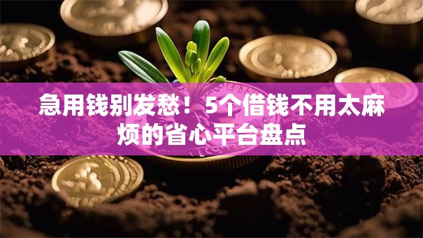 急用钱别发愁！5个借钱不用太麻烦的省心平台盘点