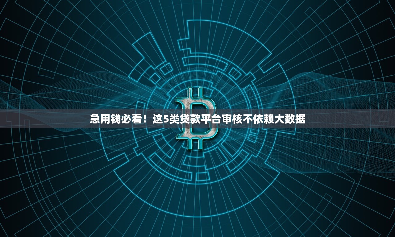 急用钱必看！这5类贷款平台审核不依赖大数据