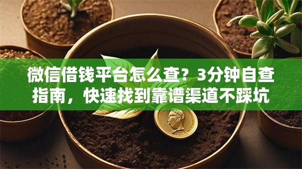 微信借钱平台怎么查？3分钟自查指南，快速找到靠谱渠道不踩坑！