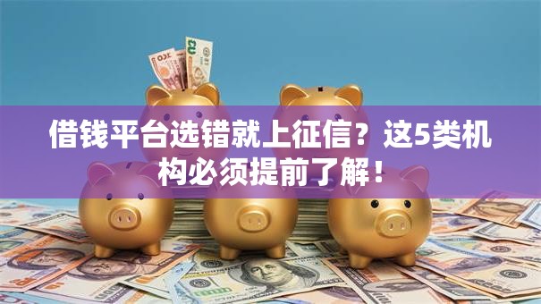 借钱平台选错就上征信？这5类机构必须提前了解！