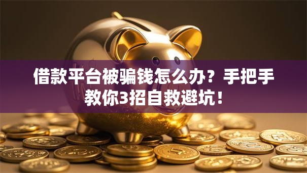 借款平台被骗钱怎么办？手把手教你3招自救避坑！