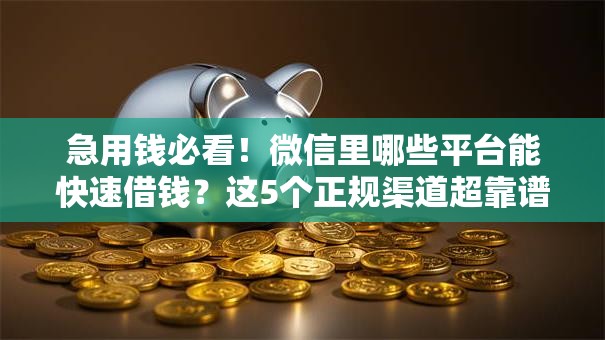 急用钱必看！微信里哪些平台能快速借钱？这5个正规渠道超靠谱