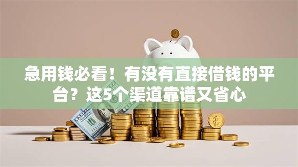 急用钱必看！有没有直接借钱的平台？这5个渠道靠谱又省心