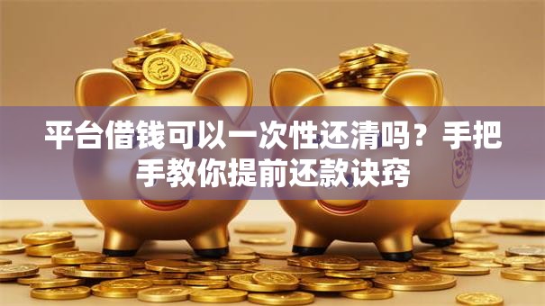 平台借钱可以一次性还清吗？手把手教你提前还款诀窍