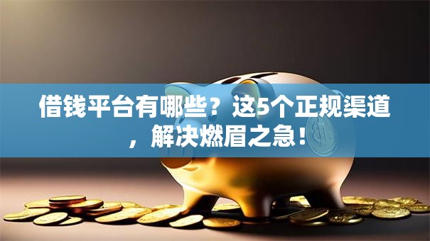 借钱平台有哪些？这5个正规渠道，解决燃眉之急！