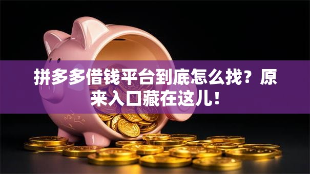 拼多多借钱平台到底怎么找？原来入口藏在这儿！
