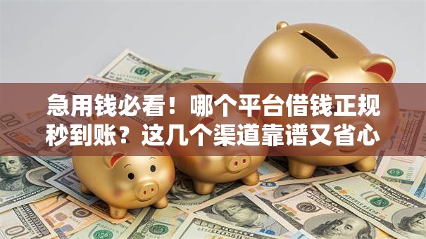 急用钱必看！哪个平台借钱正规秒到账？这几个渠道靠谱又省心