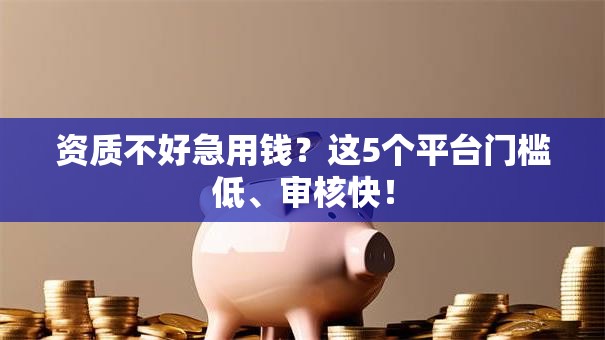 资质不好急用钱？这5个平台门槛低、审核快！