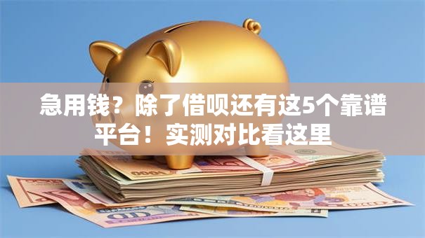 急用钱？除了借呗还有这5个靠谱平台！实测对比看这里
