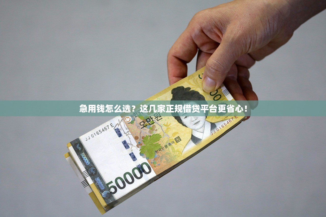 急用钱怎么选？这几家正规借贷平台更省心！