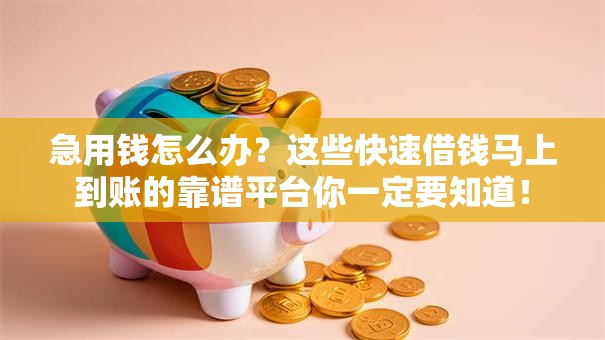 急用钱怎么办？这些快速借钱马上到账的靠谱平台你一定要知道！