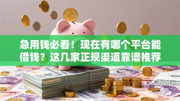 急用钱必看！现在有哪个平台能借钱？这几家正规渠道靠谱推荐