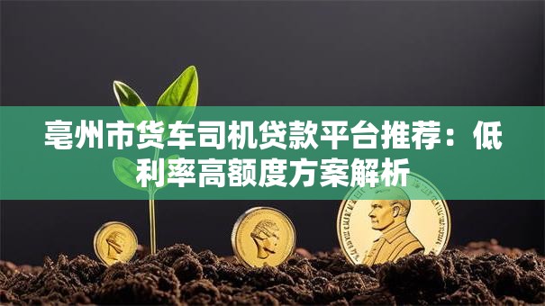 亳州市货车司机贷款平台推荐:低利率高额度方案解析 亳州市货车司机贷款平台推荐:低利率高额度方案解析
