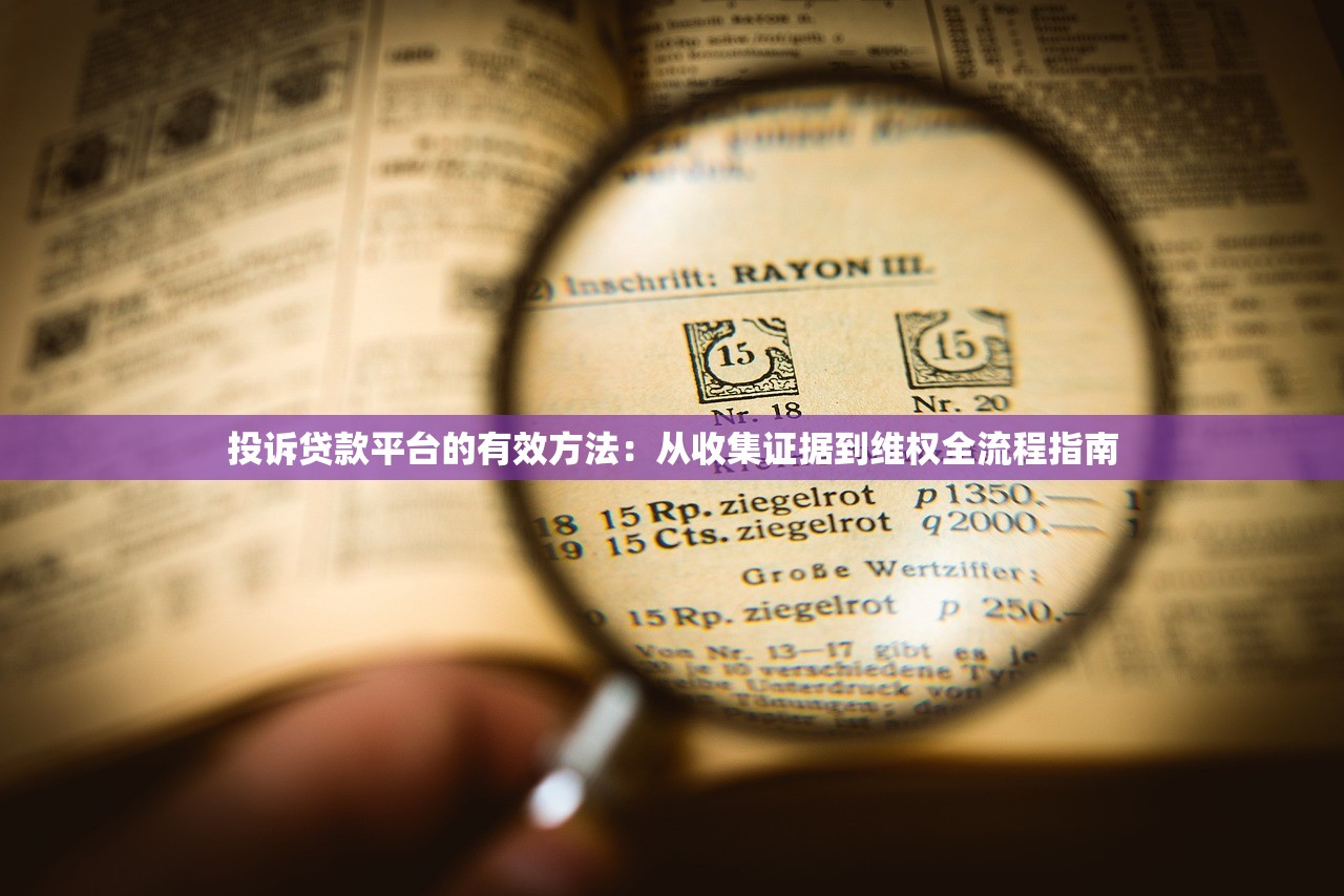 投诉贷款平台的有效方法：从收集证据到维权全流程指南