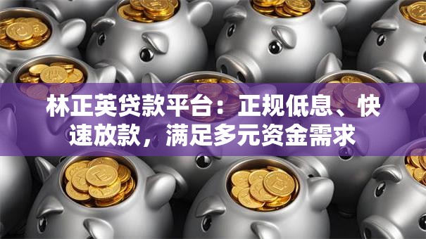 林正英贷款平台：正规低息、快速放款，满足多元资金需求