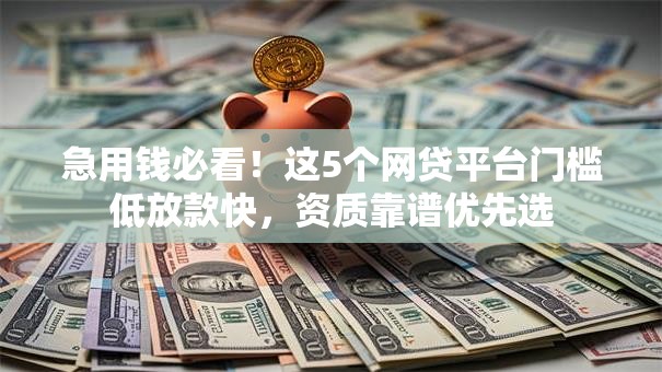 急用钱必看！这5个网贷平台门槛低放款快，资质靠谱优先选