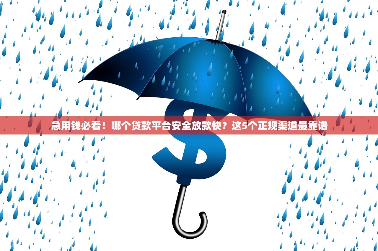 急用钱必看！哪个贷款平台安全放款快？这5个正规渠道最靠谱