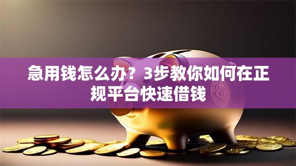 急用钱怎么办?3步教你如何在正规平台快速借钱 急用钱怎么办?3步教你如何在正规平台快速借钱