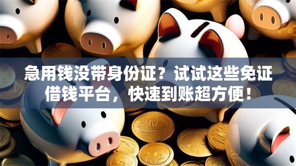 急用钱没带身份证？试试这些免证借钱平台，快速到账超方便！