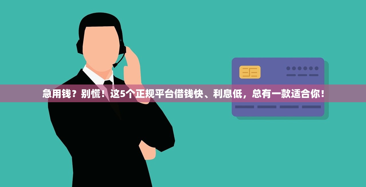 急用钱？别慌！这5个正规平台借钱快、利息低，总有一款适合你！