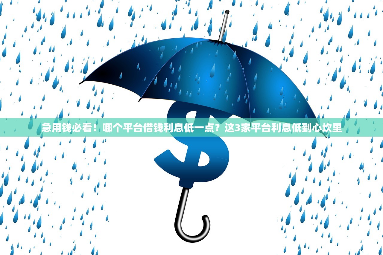 急用钱必看！哪个平台借钱利息低一点？这3家平台利息低到心坎里