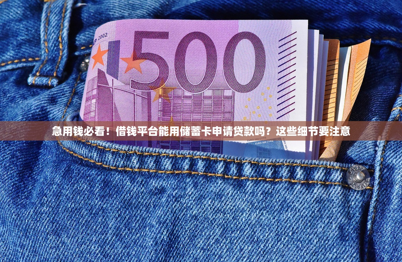 急用钱必看！借钱平台能用储蓄卡申请贷款吗？这些细节要注意