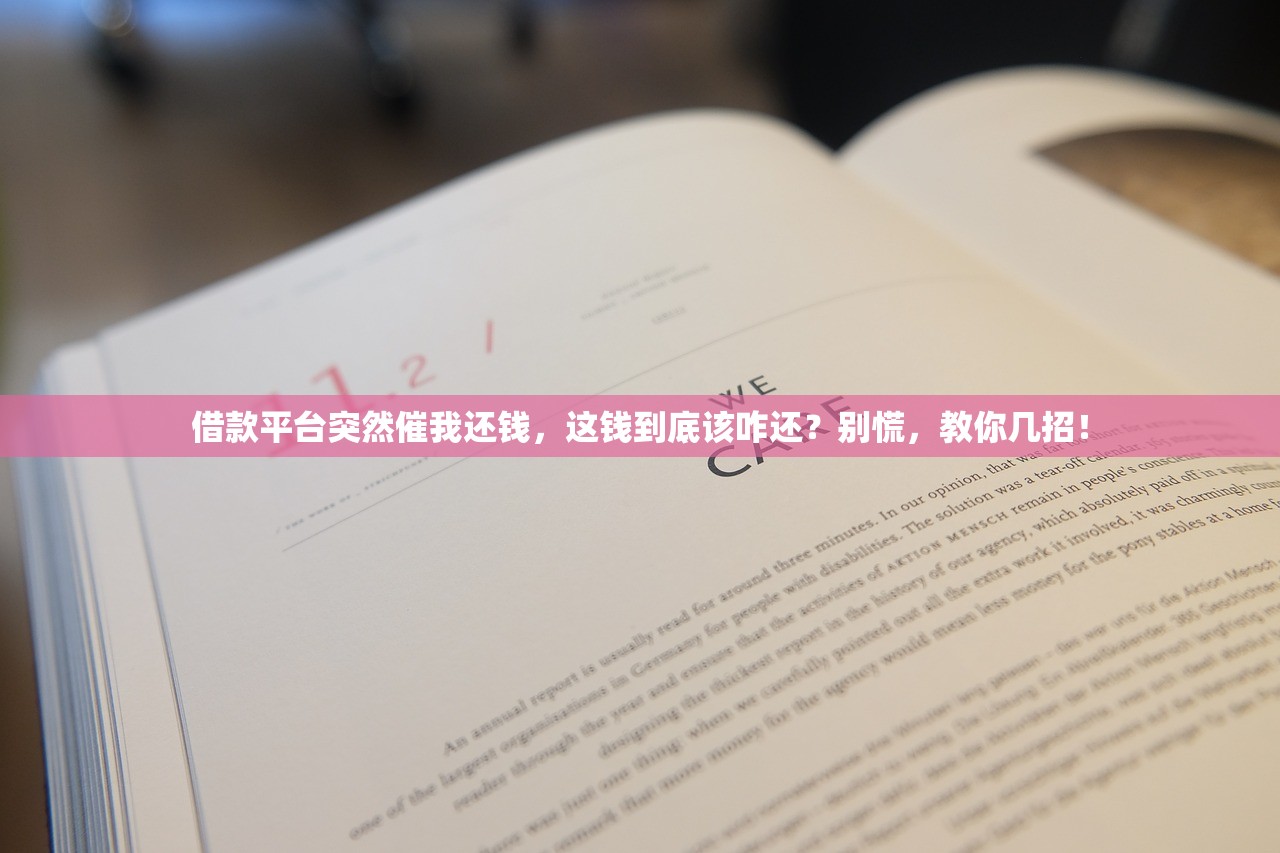 借款平台突然催我还钱,这钱到底该咋还?别慌,教你几招! 借款平台突然催我还钱,这钱到底该咋还?别慌,教你几招!
