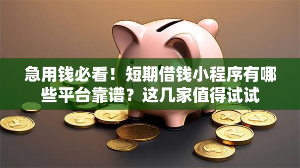 急用钱必看！短期借钱小程序有哪些平台靠谱？这几家值得试试