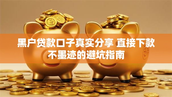 黑户贷款口子真实分享 直接下款不墨迹的避坑指南