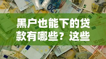 黑户也能下的贷款有哪些？这些渠道或许能帮你解决资金难题