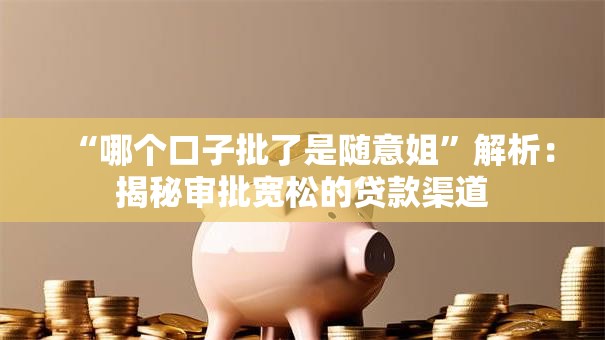 “哪个口子批了是随意姐”解析：揭秘审批宽松的贷款渠道
