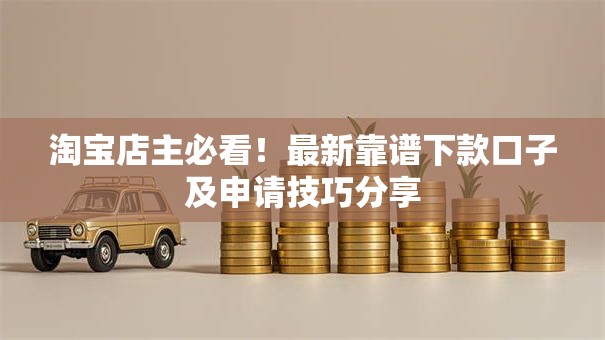淘宝店主必看！最新靠谱下款口子及申请技巧分享